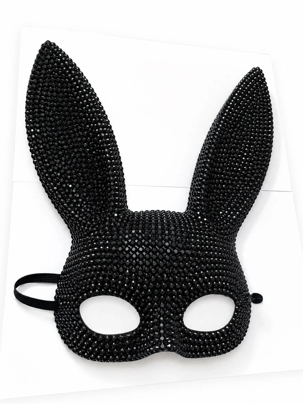 Black Rhinestone Bunny Ears Mask New